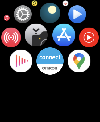 Apple Watchの画面にあるオムロンconnectのアイコン｜スクリーンショット（おかきソムリエ）