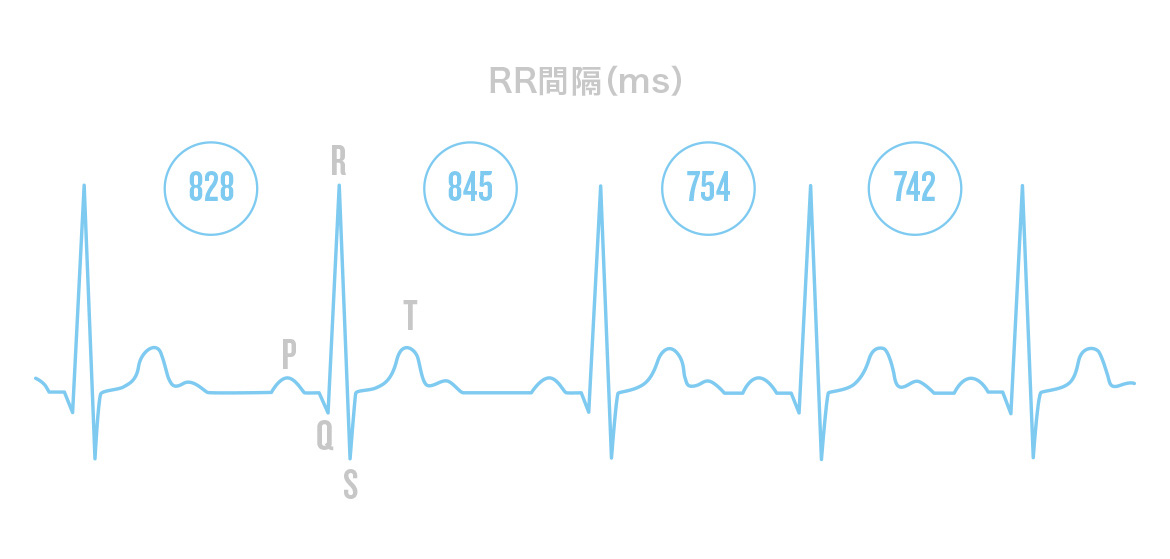心拍変動　RR間隔（ms）の説明図｜出典：Garmin公式サイト