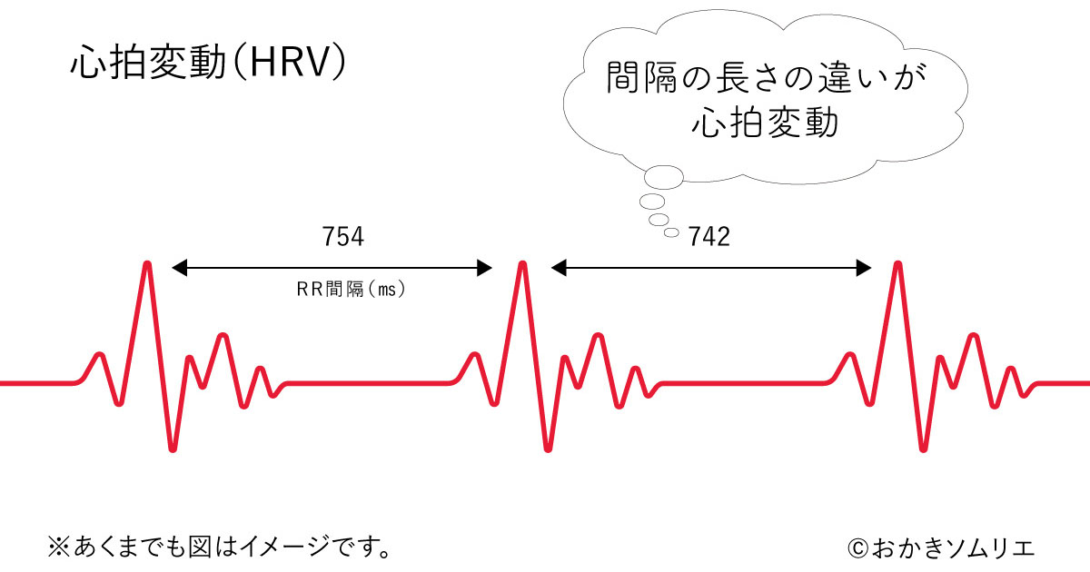 心拍変動（HRV）のイメージ図｜作成：おかきソムリエ