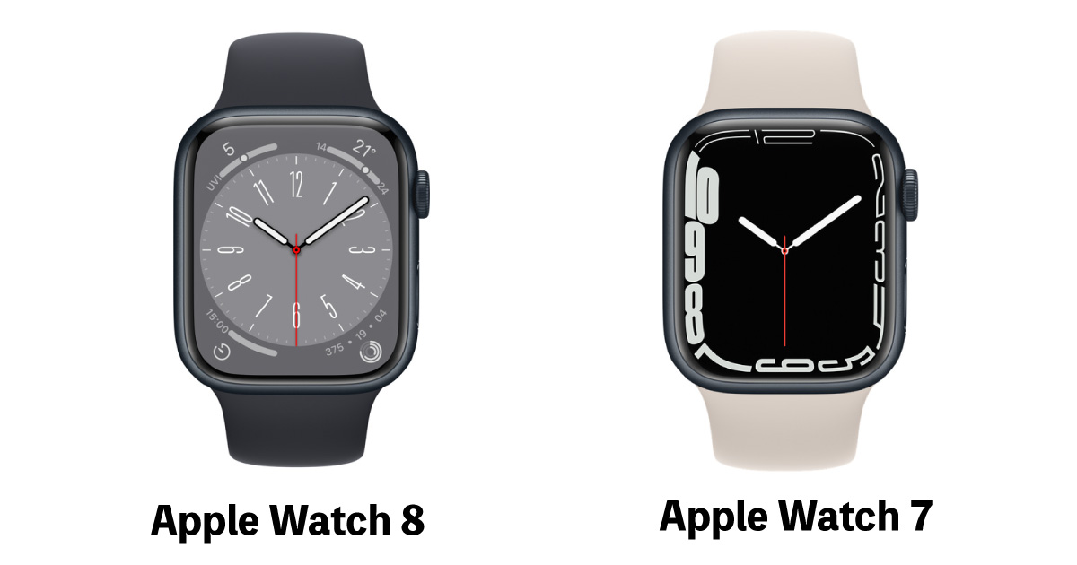 Apple Watch８とApple Watch７の比較画像｜出典：Apple公式サイト