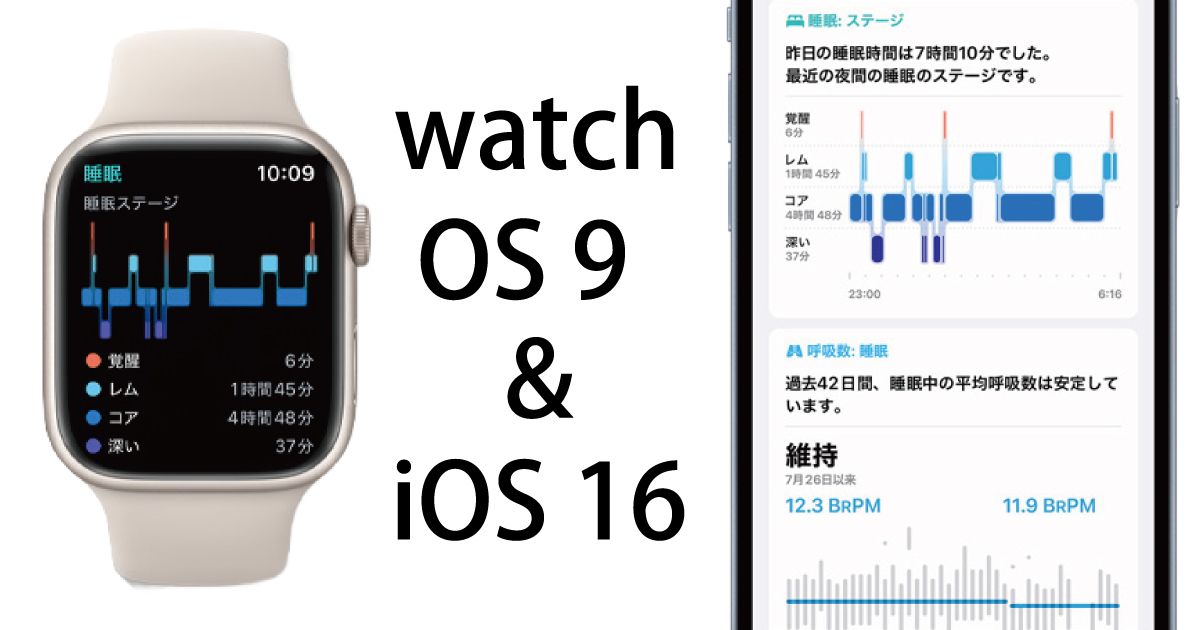Apple WatchとiPhoneの睡眠ステージの表示画面（イメージ画像）