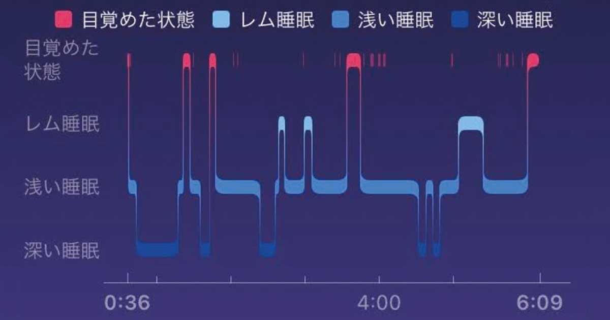 Fitbitで計測した睡眠グラフ記録（本人データ）