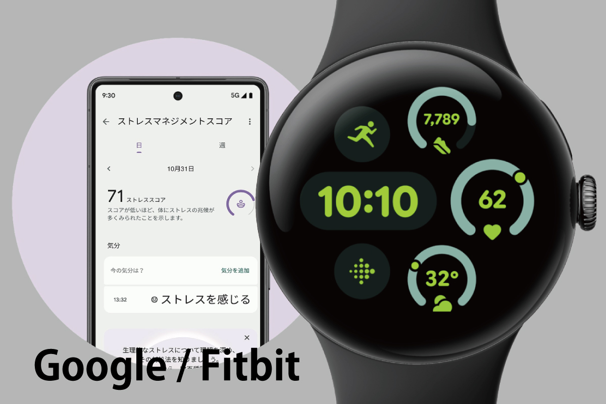 Pixel Watch3とストレスマネジメントスコアのアプリ画面(作成者:おかきソムリエ)