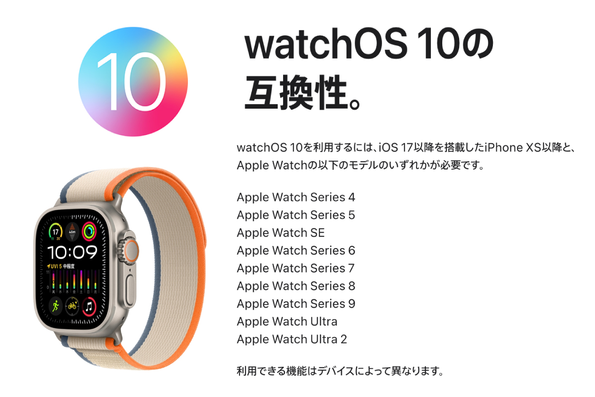 Apple Watchのwatch OS10対応機種の画像