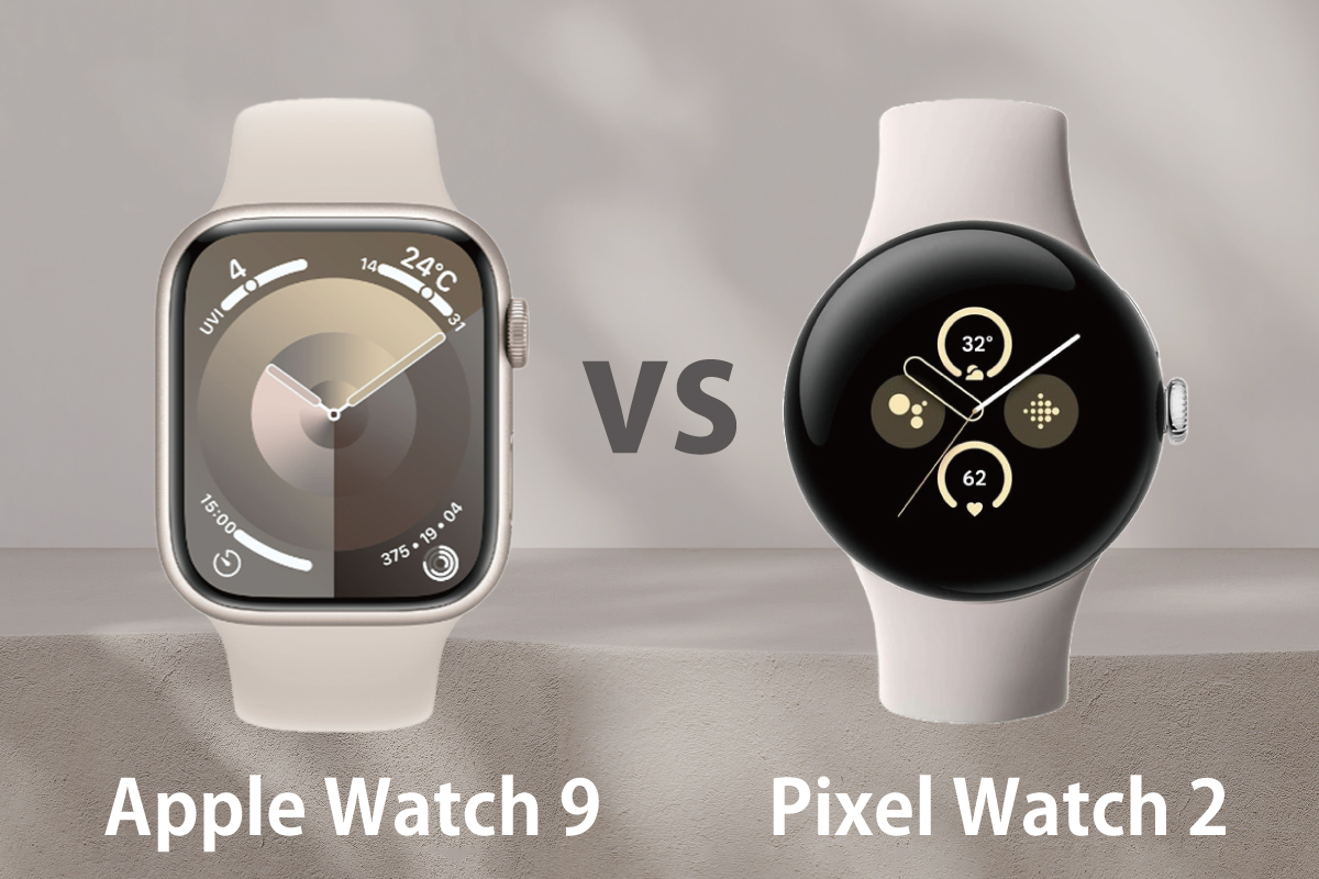 Apple Watch9とPixel Watch2の正面画像の比較（イメージ画像）