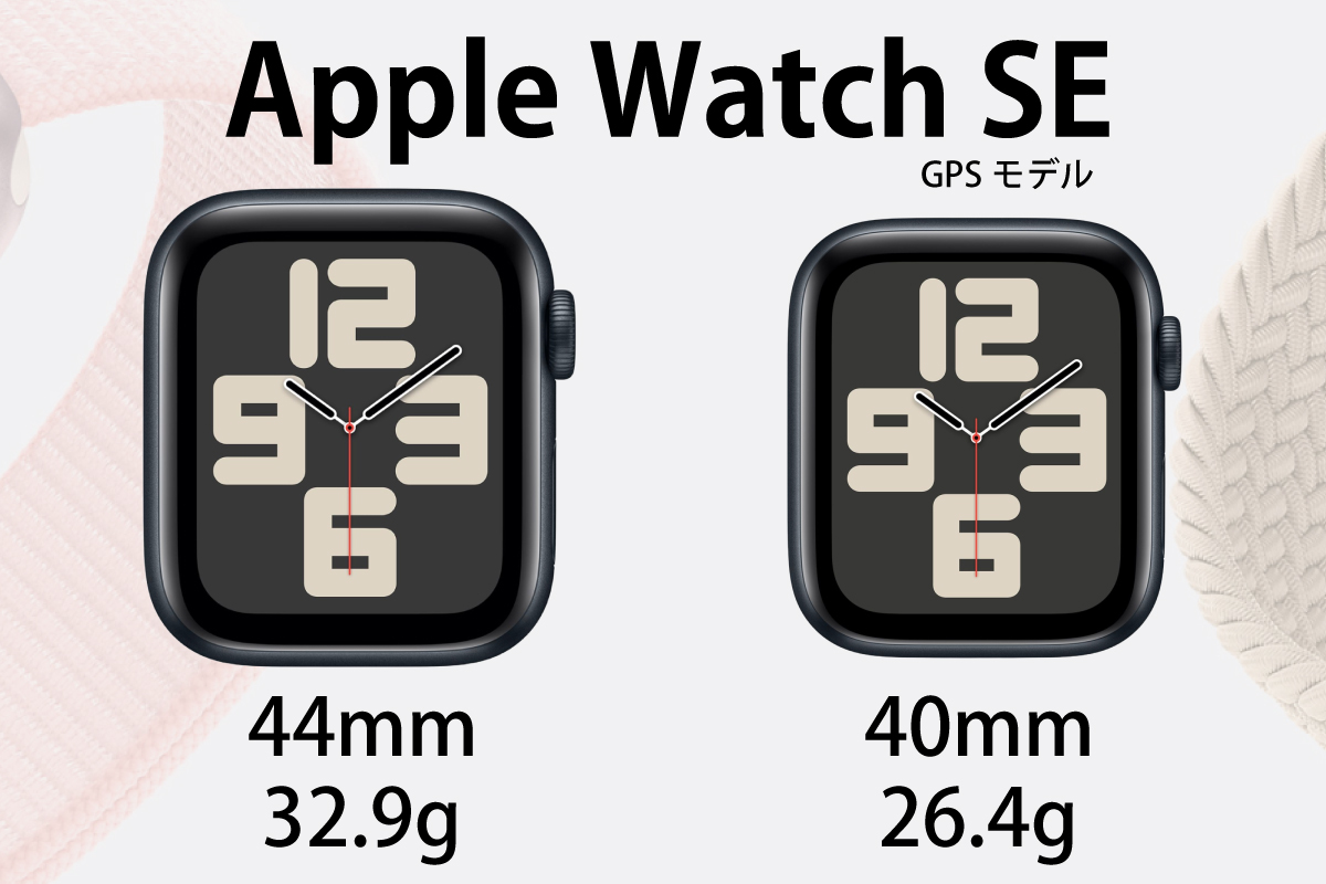 Apple Watch SEの本体サイズの比較図