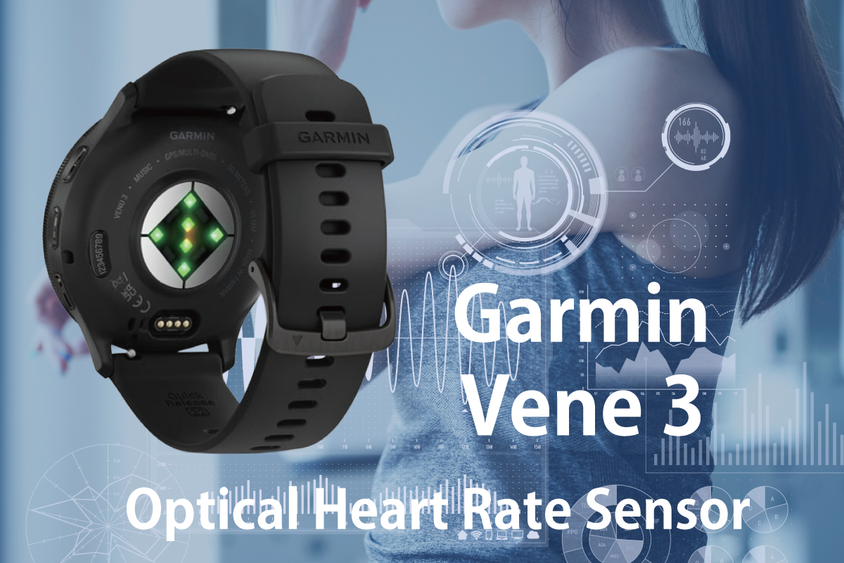 Garmin Venu3の裏側(光学式心拍センサー)の見える角度の画像(作成者:おかきソムリエ)出典:Garmin公式サイト
