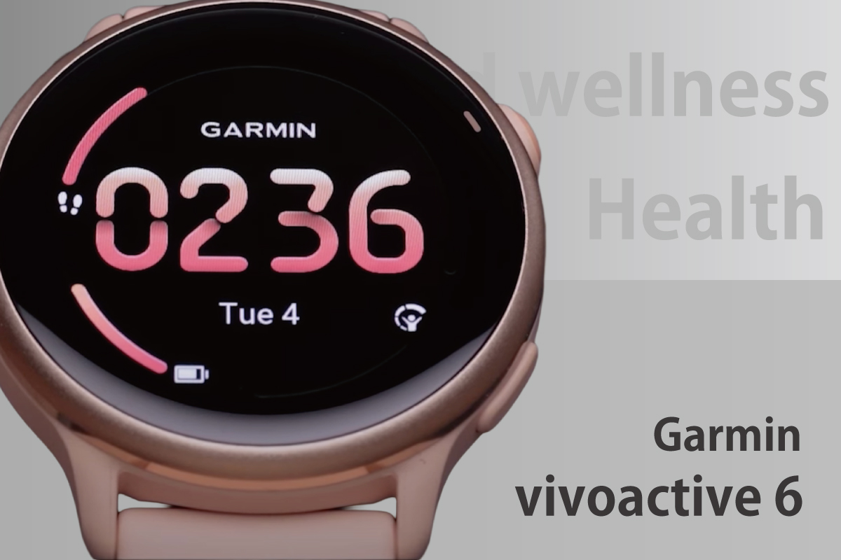 Garmin vivoactive 6のピンクゴールドのアップイメージ画像(作成者:おかきソムリエ)出展:公式サイト