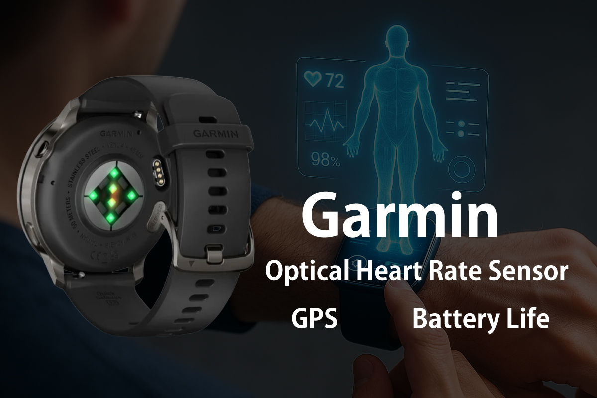 Garminを選ぶ際の3つの軸(光学式心拍センサー、GPS、バッテリーライフ)のイメージ画像(作成者:おかきソムリエ)