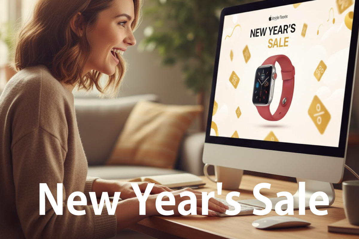 PCを前に初売りセールの画面を見て喜んでいる女性の姿（イメージ画像）