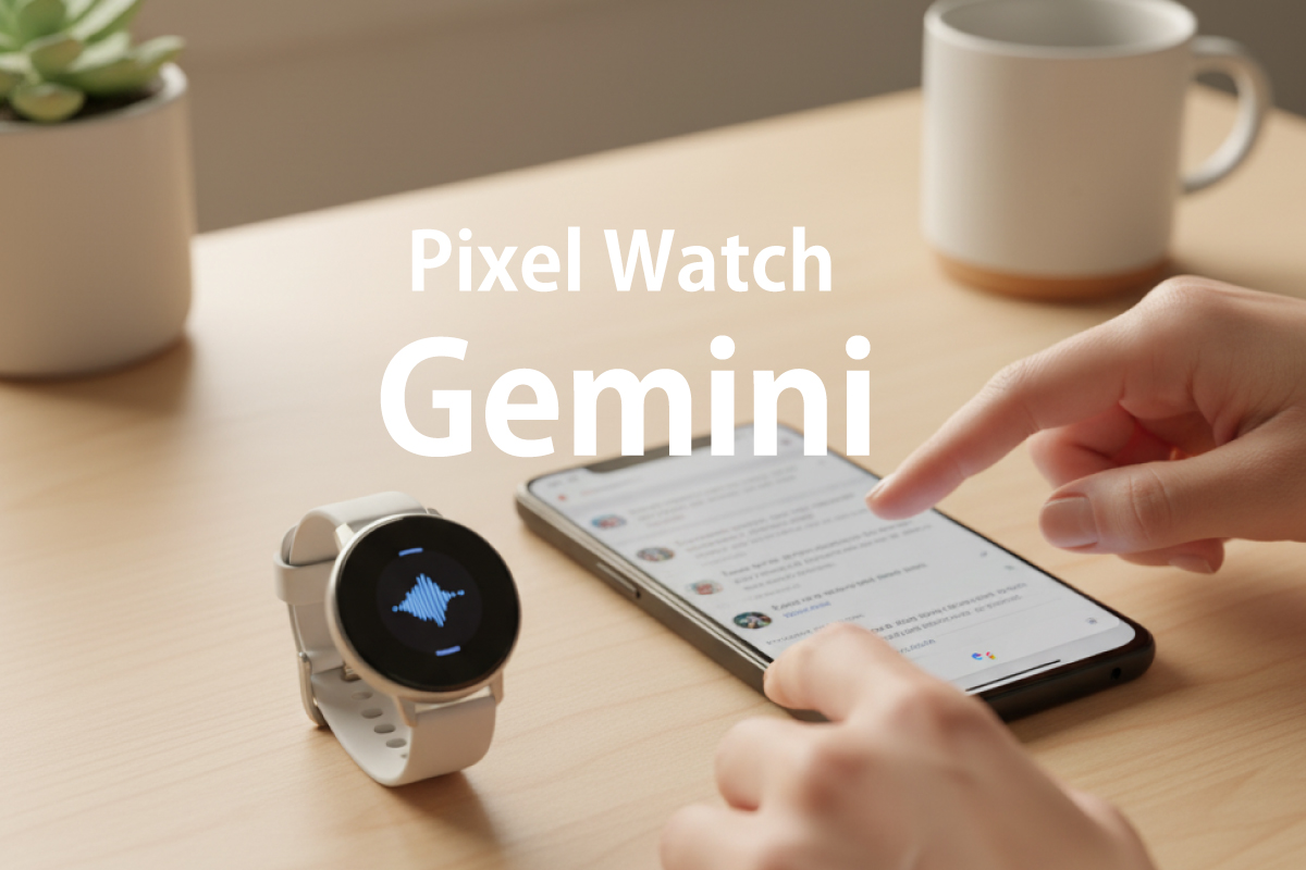 Pixel Watchとスマホが近くにある風景画像