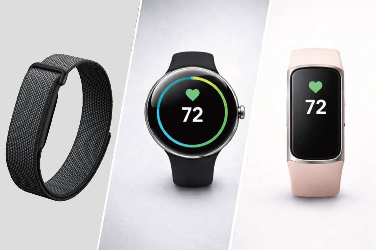 Fitbit Air・Pixel Watch 5予想・Fitbit Charge 7予想の3デバイスを並べた2026年Googleウェアラブル戦略のイメージ画像（スマブロ.com）