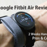 Google Fitbit AirとGarmin vivoactive 6を同じ手首に装着した実機写真。Fitbit Air実機レビュー記事のアイキャッチ（スマブロ.com）